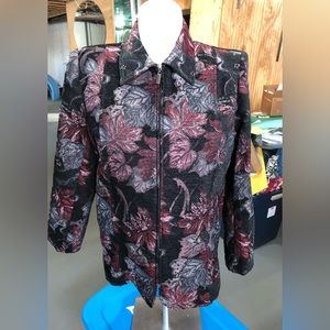 Floral design jacket size M Bonworth vintage classic zip up long sleeve relaxed
